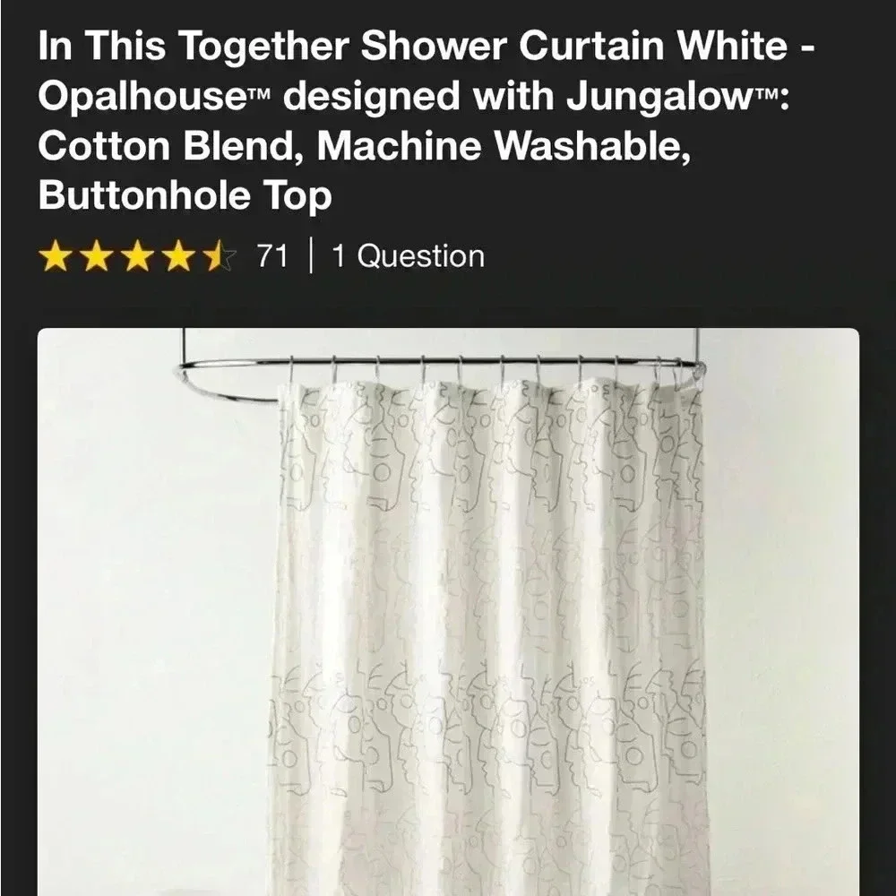 NWT In‎ This Together Shower Curtain White - Opalhouse designed with Jung…